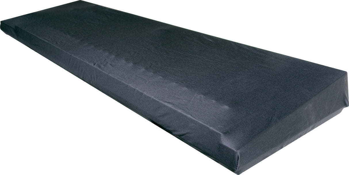 The image shows a black vinyl keyboard dust cover designed to fit over digital pianos or electronic keyboards. Made from waterproof, dust-resistant material, it protects instruments from dust, moisture, and damage. The rectangular cover is durable and likely features elastic edges or drawstrings for a snug fit, making it a practical accessory for musicians to maintain their keyboards at home, in studios, or during transport.