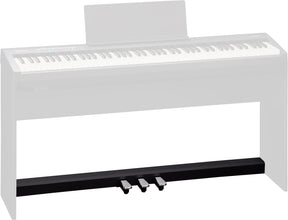The image shows a full-size digital piano with 88 keys, featuring a traditional white and black key layout. It is mounted on a stand with a three-pedal system and includes a music stand above the keys. The instrument has a modern design, resembling an acoustic piano, and is suited for home, studio, or educational use.