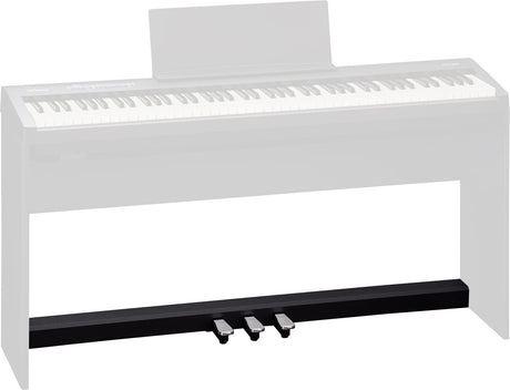 The image shows a full-size digital piano with 88 keys, featuring a traditional white and black key layout. It is mounted on a stand with a three-pedal system and includes a music stand above the keys. The instrument has a modern design, resembling an acoustic piano, and is suited for home, studio, or educational use.