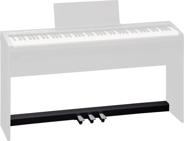 The image shows a full-size digital piano with 88 keys, featuring a traditional white and black key layout. It is mounted on a stand with a three-pedal system and includes a music stand above the keys. The instrument has a modern design, resembling an acoustic piano, and is suited for home, studio, or educational use.