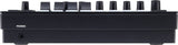 The image shows a black audio mixing console with multiple channels, rotary knobs, and faders for controlling volume, EQ, and effects. A "PHONES" label indicates a headphone output for monitoring. This compact desktop mixer is used in studios, live sound, DJ setups, home recording, and podcasting to blend, adjust, and route audio from various sources.
