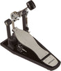 The image shows a Roland kick drum pedal featuring visible branding on the beater and footplate. It has a chain drive mechanism, adjustable black beater, non-slip footplate, and sturdy chrome metal construction. Designed for both acoustic and electronic drum kits, this professional-quality pedal converts foot motion into bass drum strikes, making it essential for any drum setup.