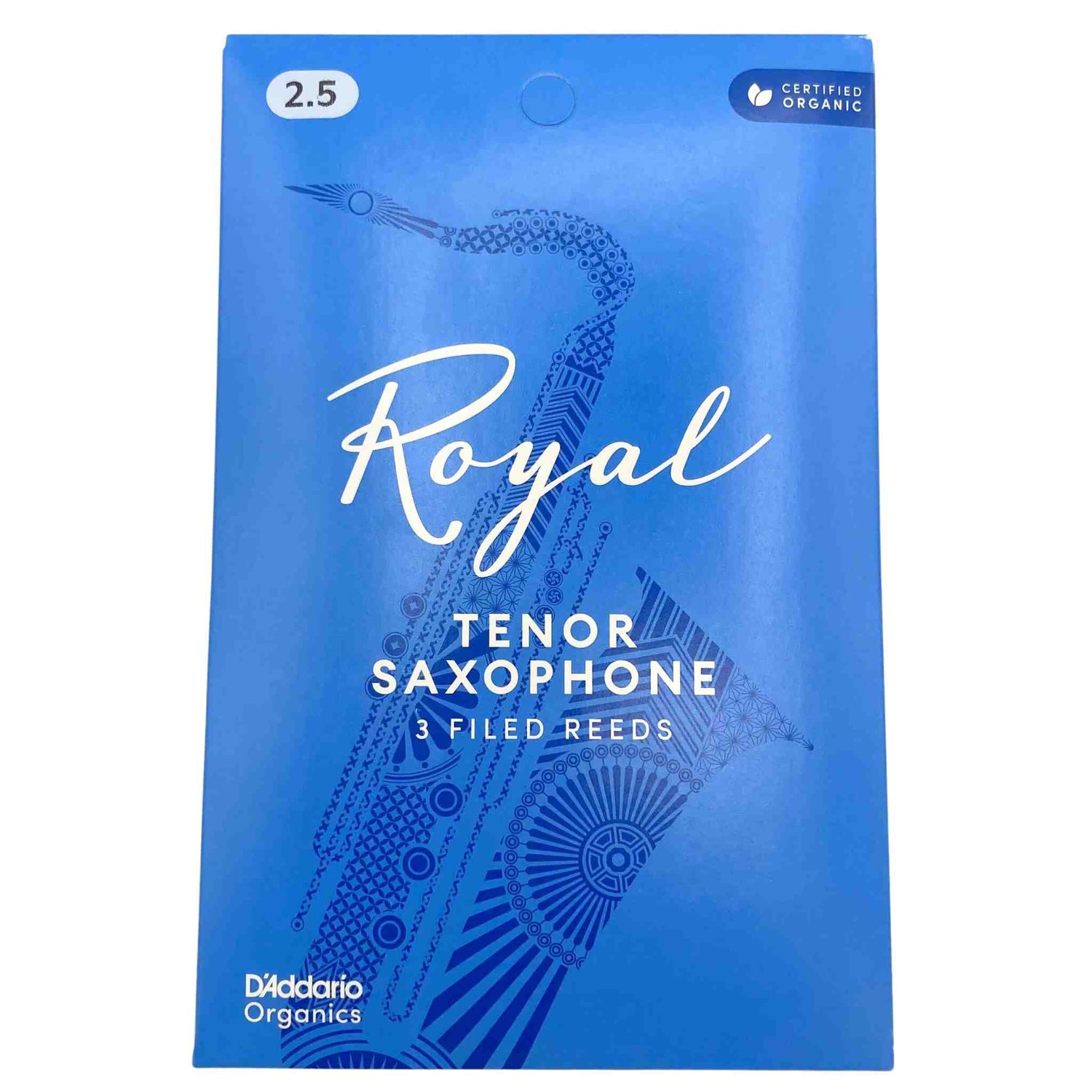 Royal By D'Addario Organic Tenor Sax Reeds - Strength 2.5 - 3-Pack