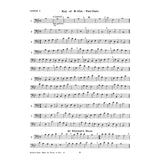 Sheet music with musical notes for trombone and euphonium and text on a white background