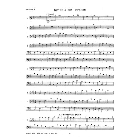 Sheet music with musical notes for trombone and euphonium and text on a white background