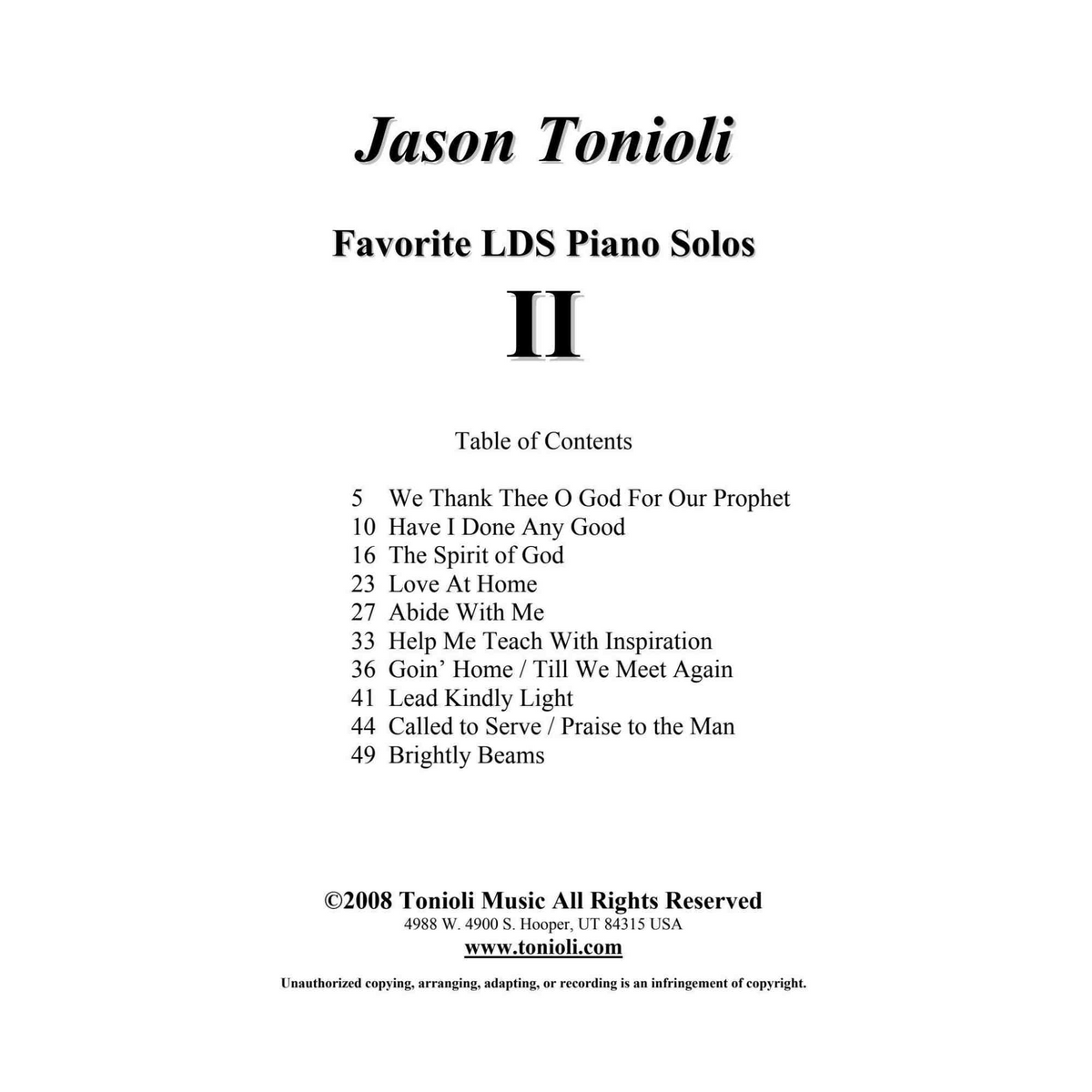 Sacred Piano Hymns - Volume 2, Jason Tonioli