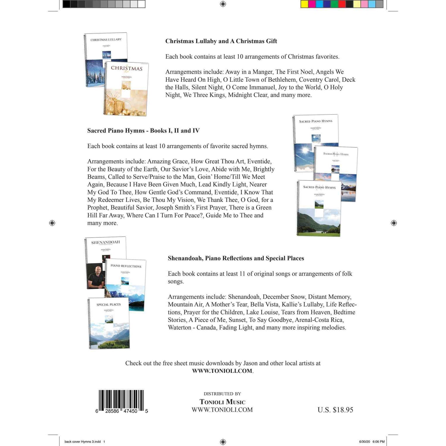 Sacred Piano Hymns Volume 3 - Piano Solos - Jason Tonioli
