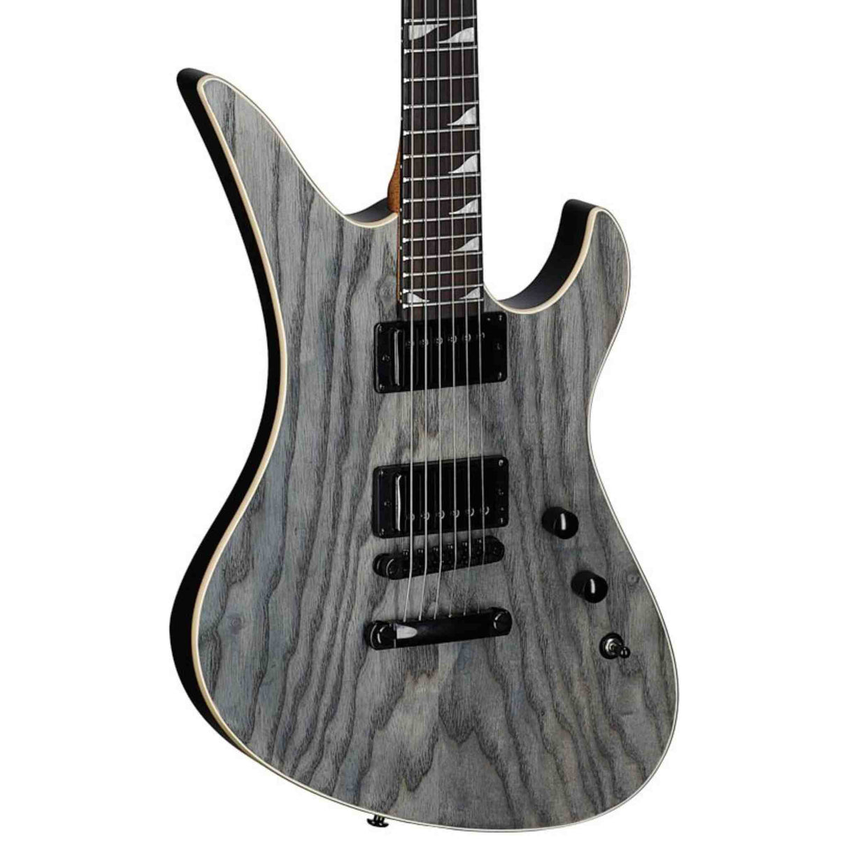 Schecter Avenger Standard Electric Guitar electric guitar with a gray and black pattern on a white background