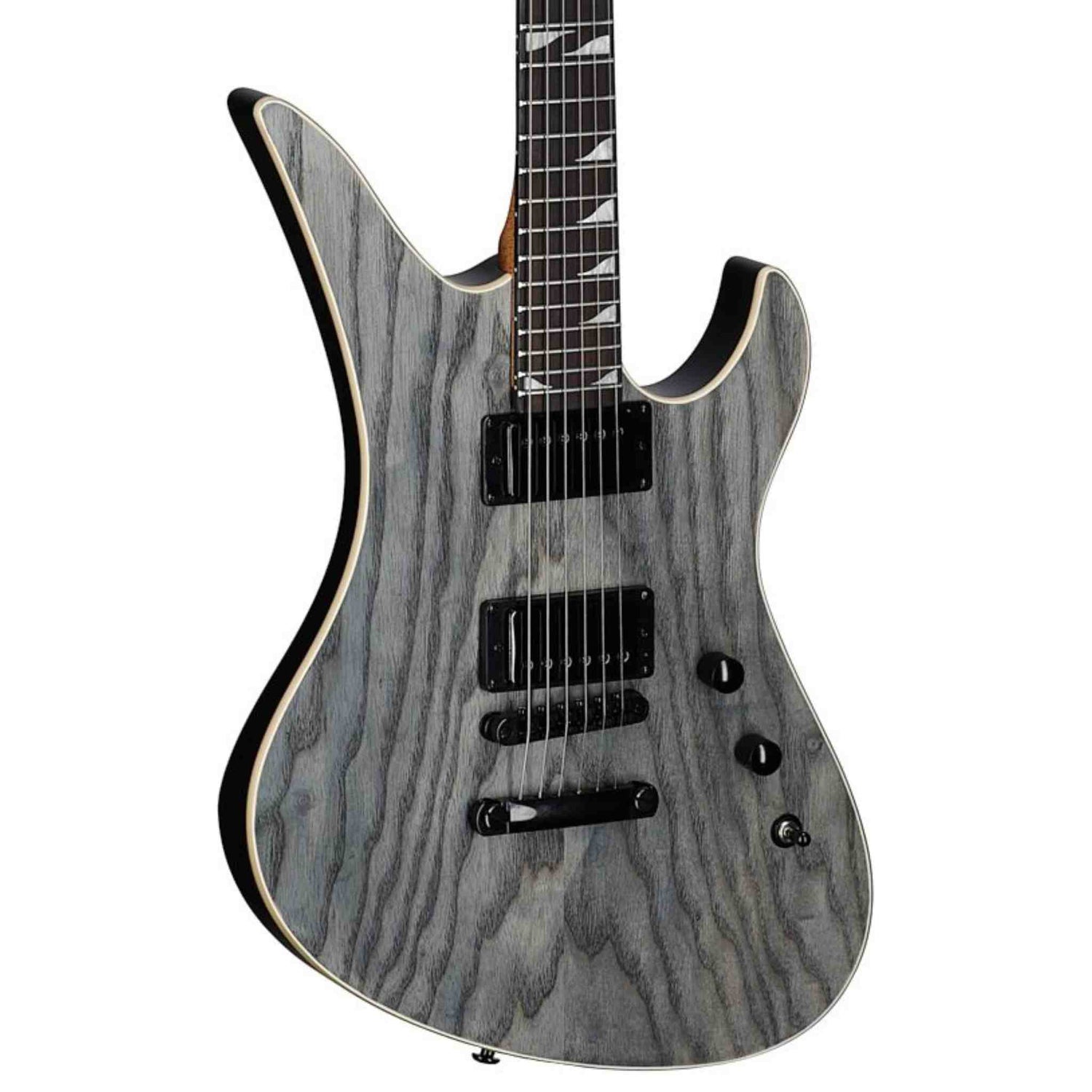 Schecter Avenger Standard Electric Guitar electric guitar with a gray and black pattern on a white background