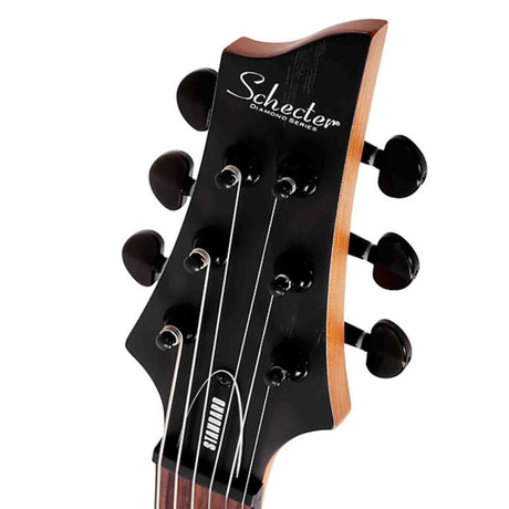 Black Guitar headstock with 'Schecter' branding on a white background