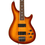 Schecter Omen Extreme-4 electric Bass Guitar with a sunburst finish on a white background. 