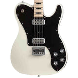 The body of Schecter PT Fastback Electric guitar. Body is Black and white on a white background