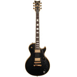 Schecter Solo II Custom Electric Guitar. Aged Black Satin finish with gold hardware on a white background. 