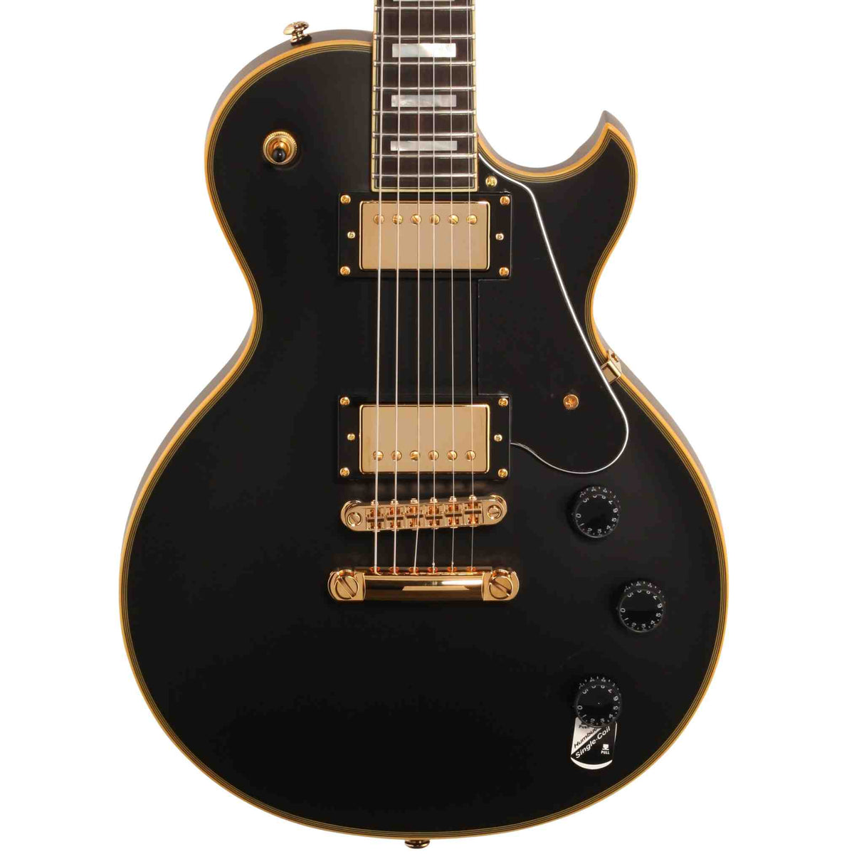 Schecter Solo II Custom Electric Guitar with gold hardware on a white background.