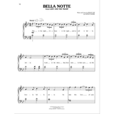 The image shows a page of piano/vocal sheet music for "Bella Notte" from Disney's "Lady and the Tramp," in B-flat major, 4/4 time, marked "Slowly." It features the melody with lyrics, piano accompaniment, chord symbols, and performance markings like "mp." The opening lyrics and credits to Peggy Lee and Sonny Burke appear, along with a Walt Disney Music Company copyright. This is page 10 of a songbook.