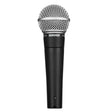 The image shows a Shure SM58 dynamic microphone, featuring a silver spherical mesh grille and a black metal handle with the Shure logo and "SM58" model name. This iconic vocal mic is widely used for live performances, studio recording, and broadcasting due to its durability, reliability, and excellent sound quality. It’s popular among professionals for handling high sound pressure and reducing handling noise.