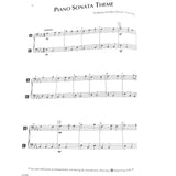 Sheet music for electric bass for Wolfgang Amadeus Mozart's Piano Sonata Theme on a white background
