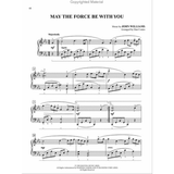 The image shows a page of piano sheet music for "May the Force Be With You," composed by John Williams and arranged by Dan Coates. It features treble and bass staves in B♭ major with a "Majestically" tempo marking and legato phrasing. The page number 48 is visible, along with dynamics, fingering, measure numbers, and a copyright notice at the bottom.