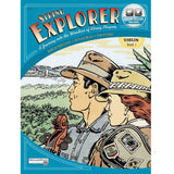 Book cover of 'String Explorer' for violin with illustration of two people in outdoor setting