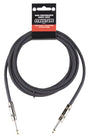 The image shows a high-performance STRUKTURE audio cable for electric guitars, basses, keyboards, and other instruments. It has a black outer jacket, standard 1/4" TS connectors on both ends, and professional coiled retail packaging with hanging tabs. Designed for musicians and audio professionals, it ensures clean signal transmission with minimal interference for live or studio use.