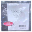 The image shows a package of a single D string for a 3/4 size violin. It features the Red Label brand (model SS2235), made in the USA. The string is individually packaged in clear plastic with professional labeling and a barcode. This replacement D string is designed for smaller violins, commonly used by younger players.