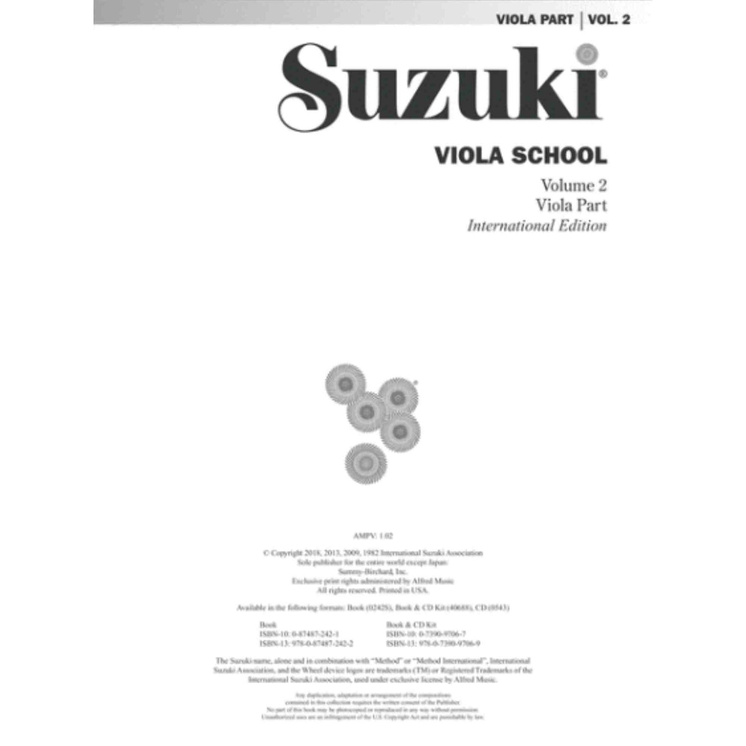 Title page for the print music book Suzuki Viola School Volume 2