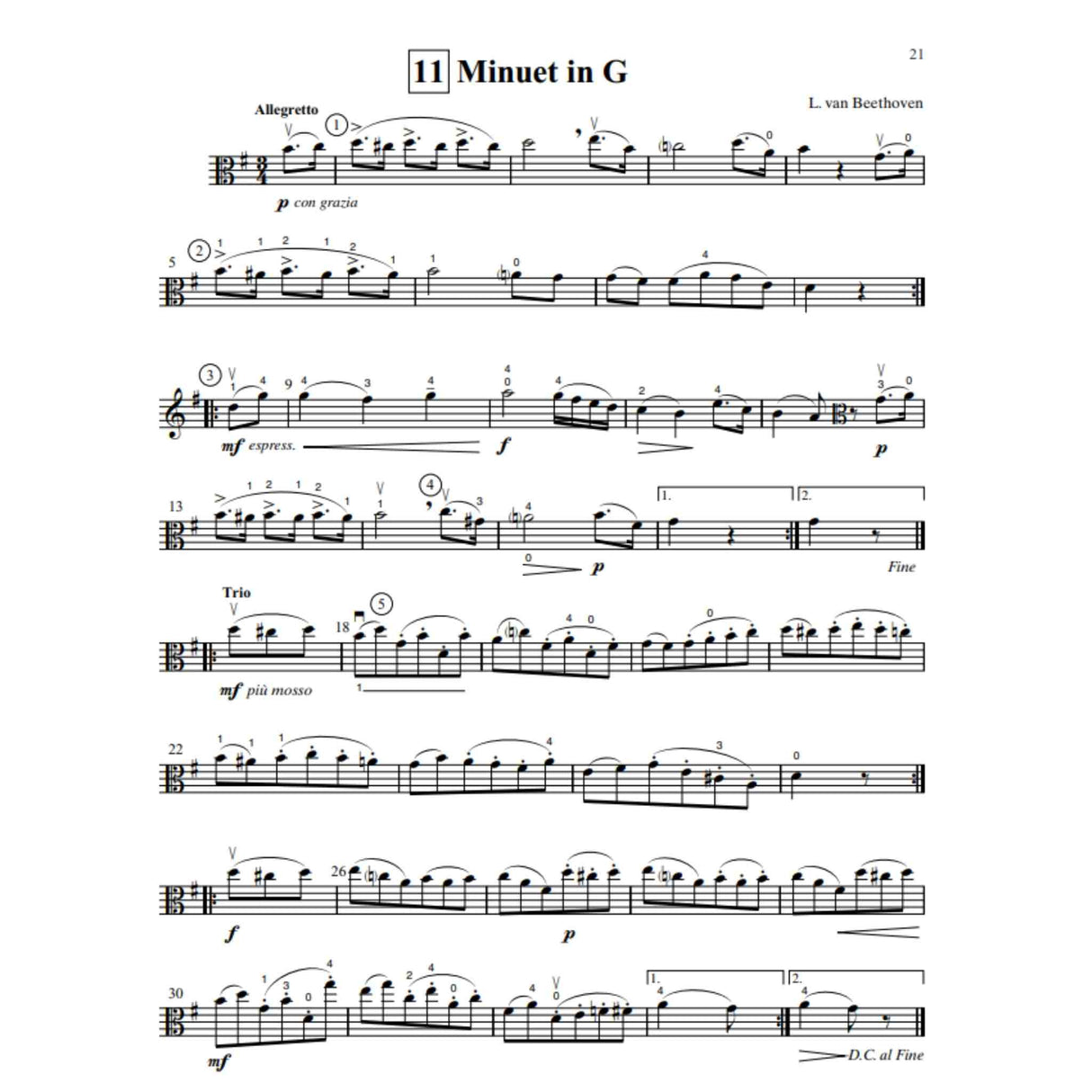 Viola music for the song Minute in G from the Suzuki Viola School Volume 2 book. 