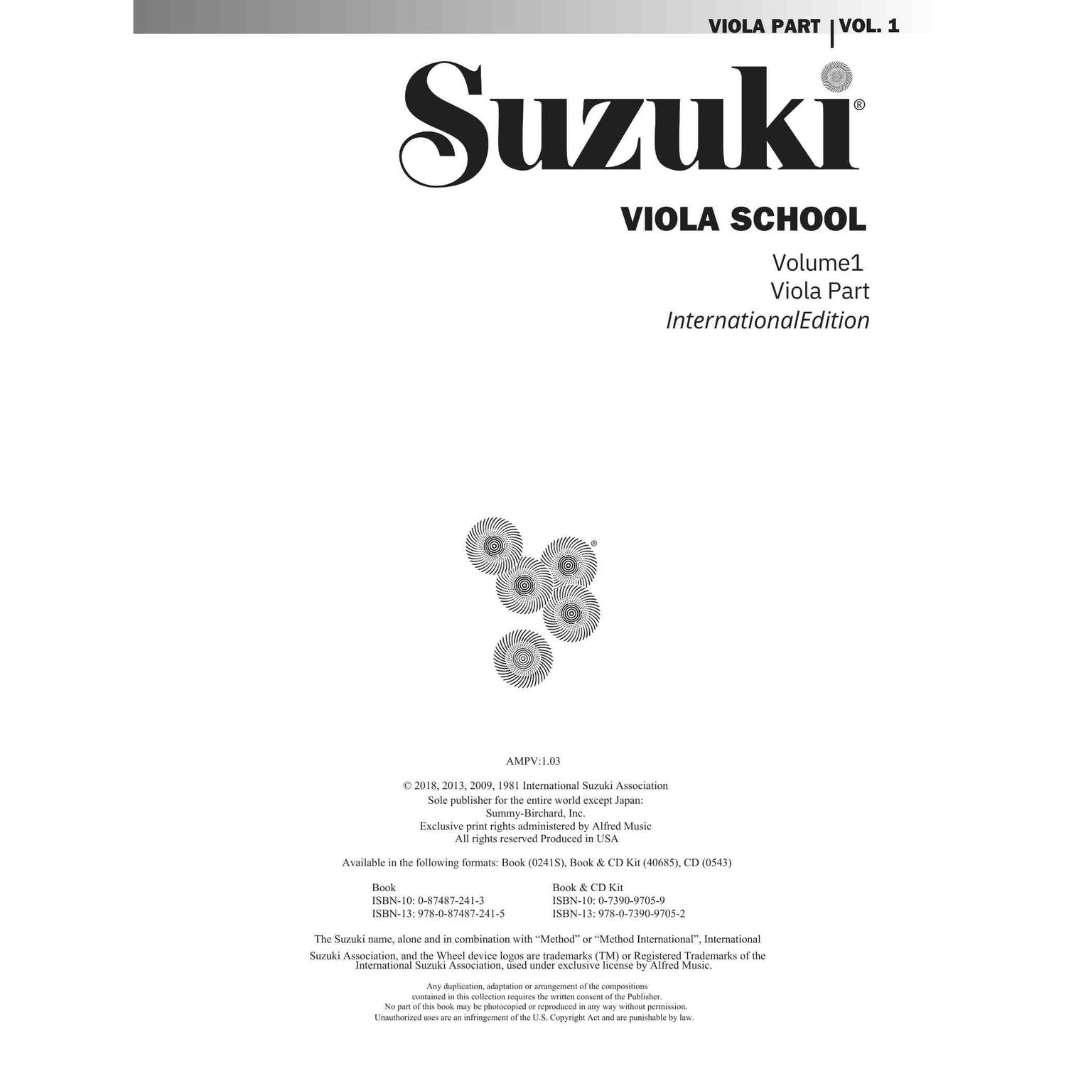 Title page for Suzuki Viola School on a white background. 