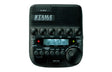 The image shows a TAMA Rhythm Watch RW200, a digital metronome and rhythm trainer for drummers and musicians. It features a digital LCD displaying tempo (120 BPM), control knobs for adjusting tempo and rhythm patterns, a TAP TEMPO button, headphone/line outputs, and start/stop controls. This advanced device offers various drum sounds and complex rhythms to improve timing and practice accuracy.