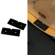 The image shows drum dampening pads: two black rectangular pads with small holes on a white background, and the same pads placed on a TAMA drum kit’s drum head (likely a tom or snare). These foam or rubber-like pads are used to reduce overtones, control sustain, and create a focused, dampened sound by temporarily muffling the drums during play or recording.