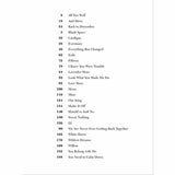 The image shows a table of contents from a Taylor Swift songbook, listing 25 songs alphabetically with their page numbers from 3 to 188. It features titles from various eras, including "All Too Well," "Anti-Hero," "Cardigan," "Evermore," and others. This songbook likely contains sheet music, chords, and lyrics for musicians to play and perform Taylor Swift’s songs on guitar or piano.