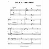 The image shows a sheet music page for Taylor Swift's "Back to December," marked "Moderately" in F major. It features piano notation with treble and bass clefs, chord progressions including F, Dm, and B♭, and vocal melody with lyrics like "I'm so glad you made time to see me." The page is numbered 24 and includes copyright credit to Taylor Swift for words and music.