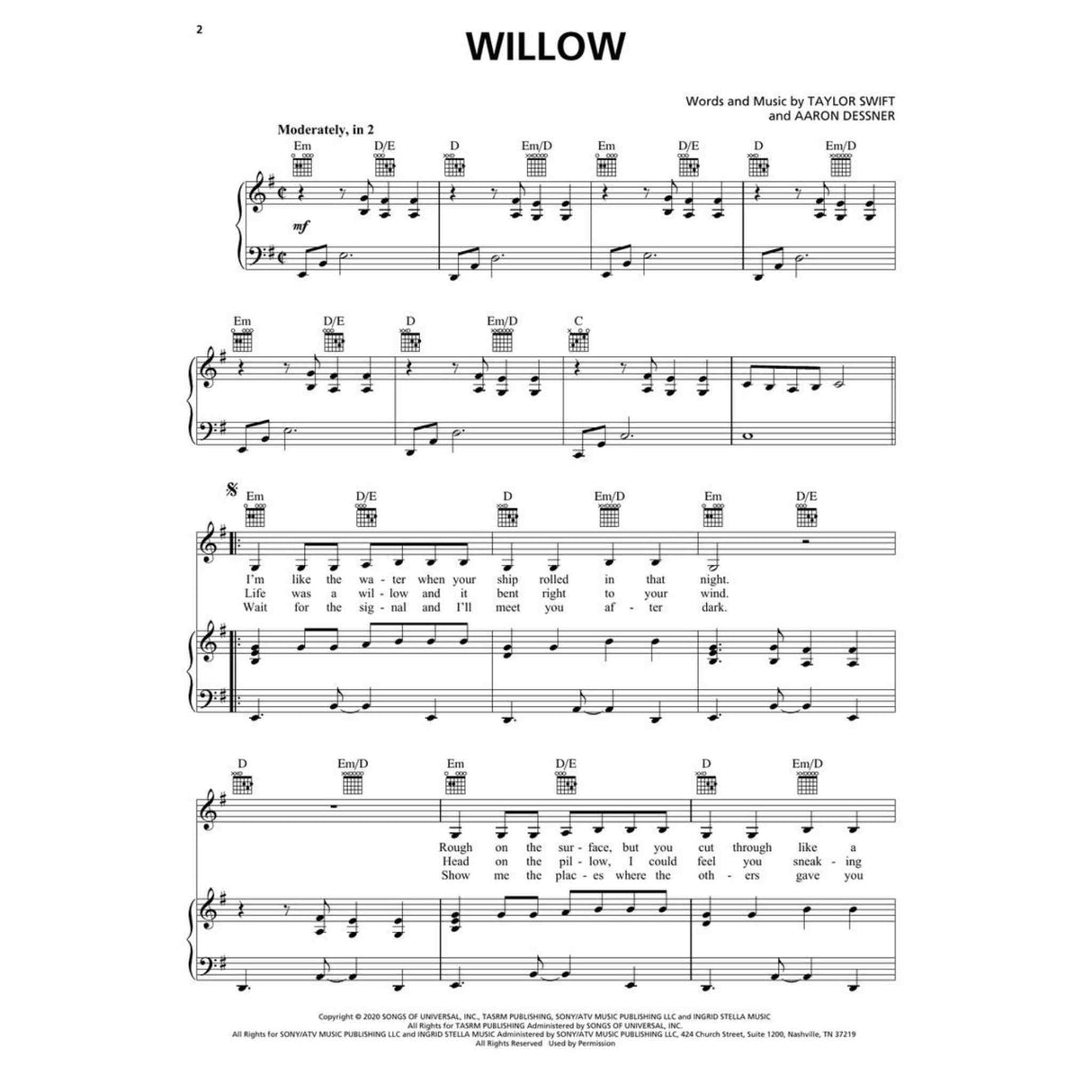 Taylor Swift - Evermore - Piano, Vocal, Guitar - Artist Songbook