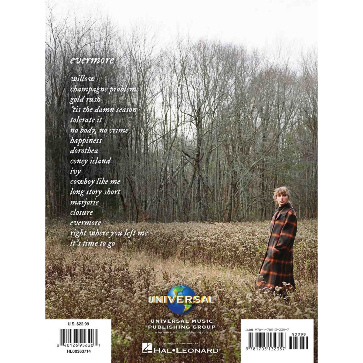 Taylor Swift - Evermore - Piano, Vocal, Guitar - Artist Songbook