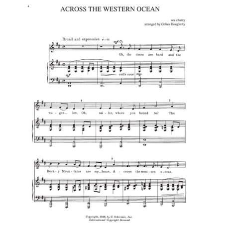 Sheet music for 'Across the Western Ocean' with musical notes and text.