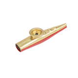 Gold and red kazoo on a white background