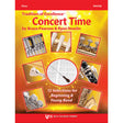 Book cover of 'Concert Time' for Oboe by Bruce Pearson & Ryan Nowlin featuring images of band instruments on a red and yellow background.