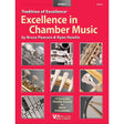 Book cover of 'Excellence in Chamber Music' for Oboe by Bruce Pearson & Ryan Nowlin with musical instrument images on a red background.