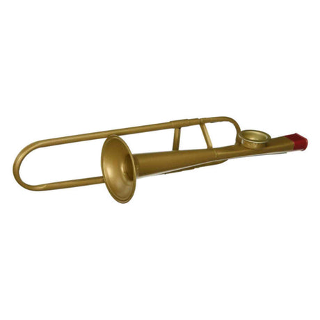 Gold trombone kazoo on a white background