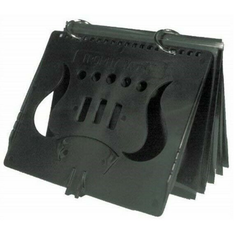 The image shows a black rubber or plastic violin mute with a comb-like design that clips onto the violin bridge. It features multiple prongs and small holes to control dampening. Compact and lightweight, this practice mute reduces volume and softens tone, making it ideal for quiet practice or performance effects, especially popular among students and apartment dwellers.