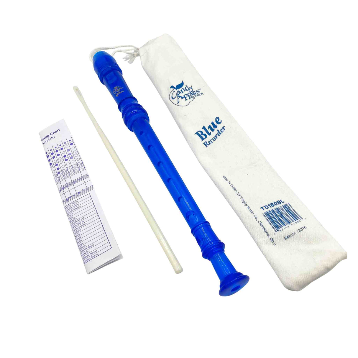 Tudor Candy Apple Soprano Recorder - TD180BL - Blue