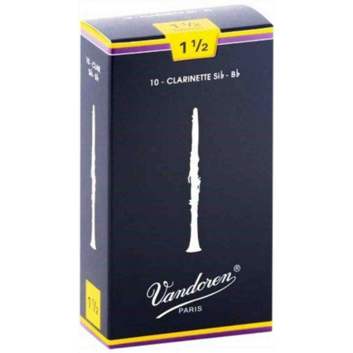 Vandoren Bb Clarinet Traditional Reeds - Strength 1.5 - 10-pack