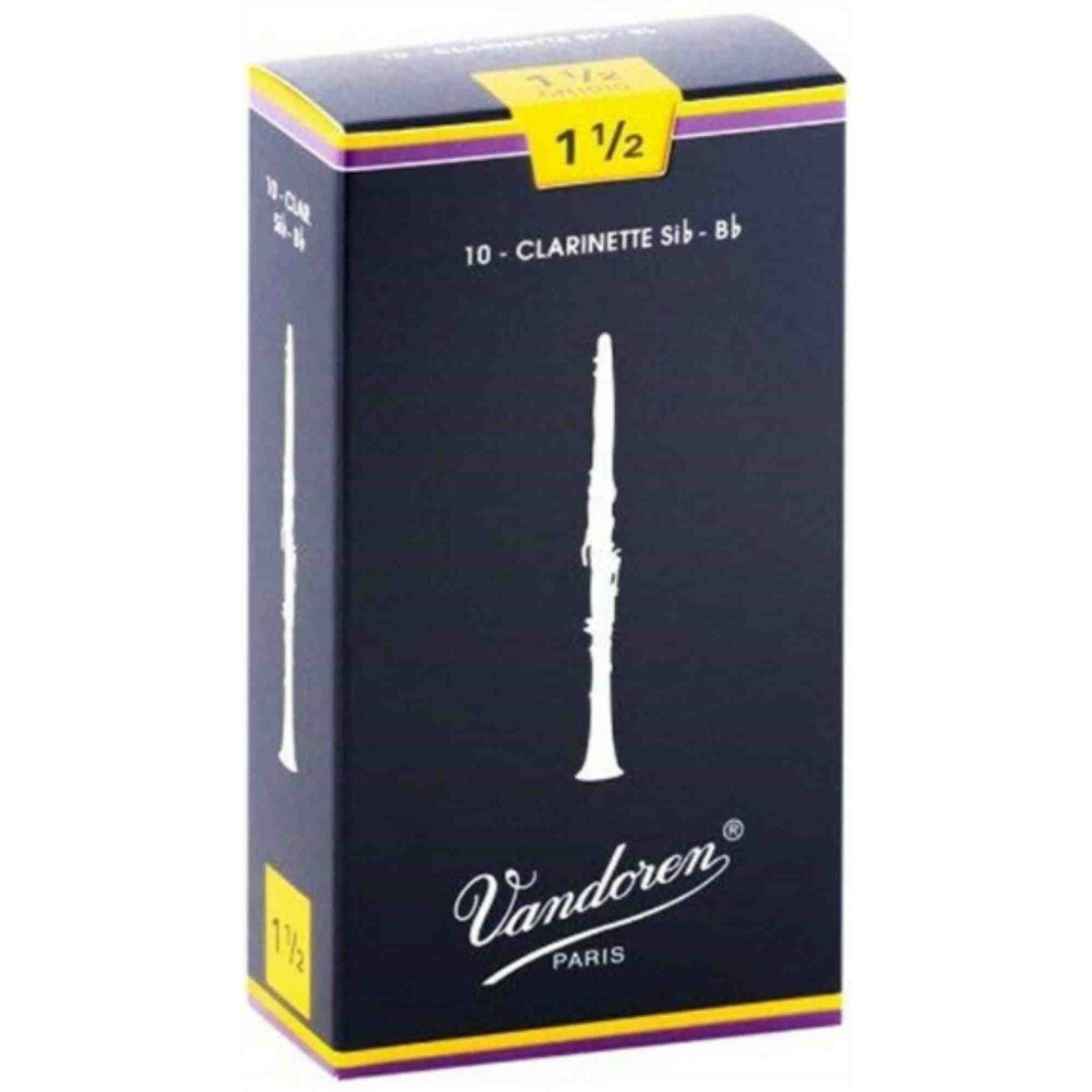 Vandoren Bb Clarinet Traditional Reeds - Strength 1.5 - 10-pack