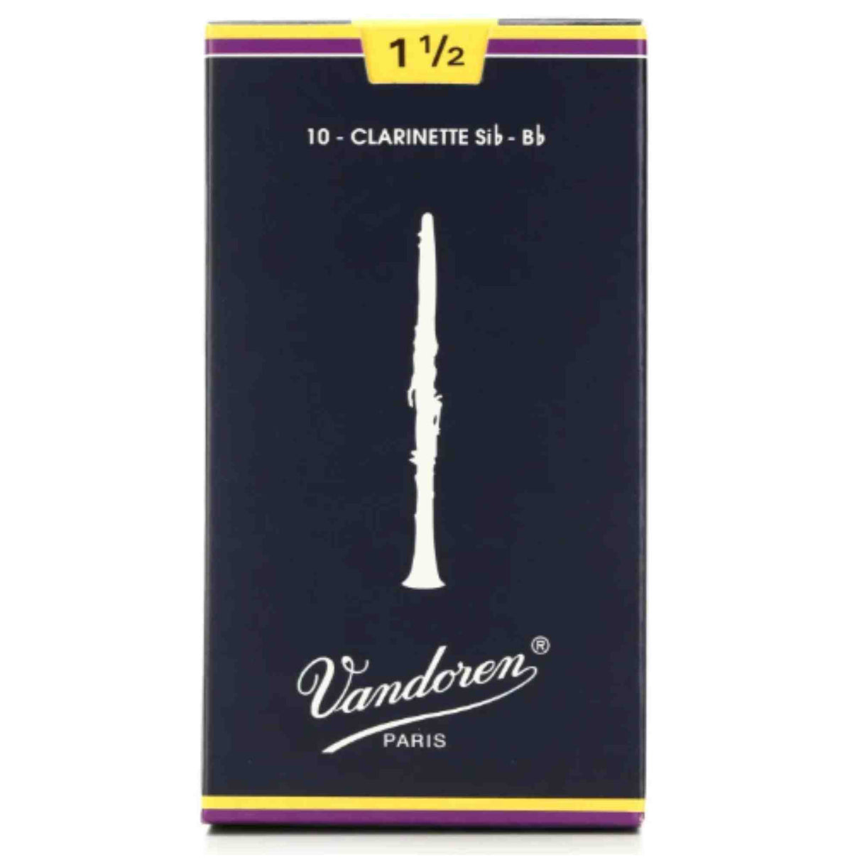 Vandoren Bb Clarinet Traditional Reeds - Strength 1.5 - 10-pack