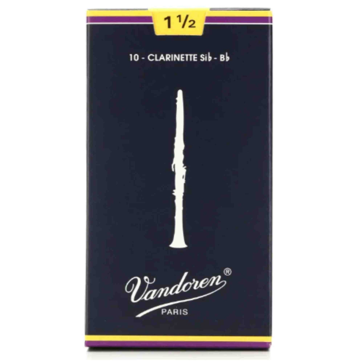 Vandoren Bb Clarinet Traditional Reeds - Strength 1.5 - 10-pack