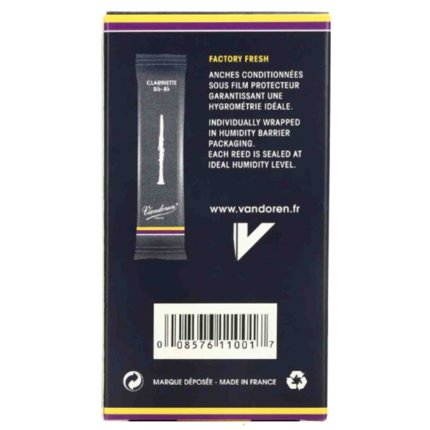 Vandoren Bb Clarinet Traditional Reeds - Strength 1.5 - 10-pack