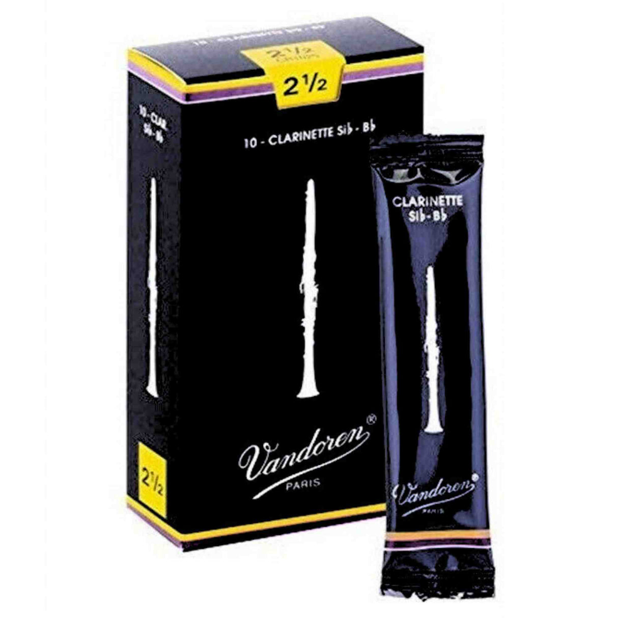 Vandoren Bb Clarinet Traditional Reeds - Strength 2.5 - 10-pack