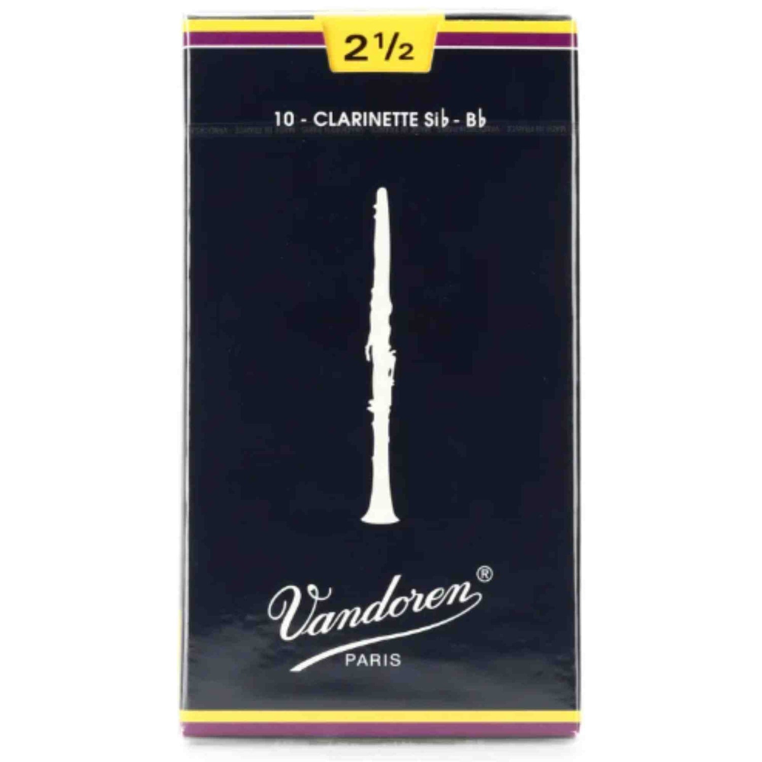 Vandoren Bb Clarinet Traditional Reeds - Strength 2.5 - 10-pack