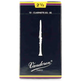 Vandoren Bb Clarinet Traditional Reeds - Strength 2.5 - 10-pack