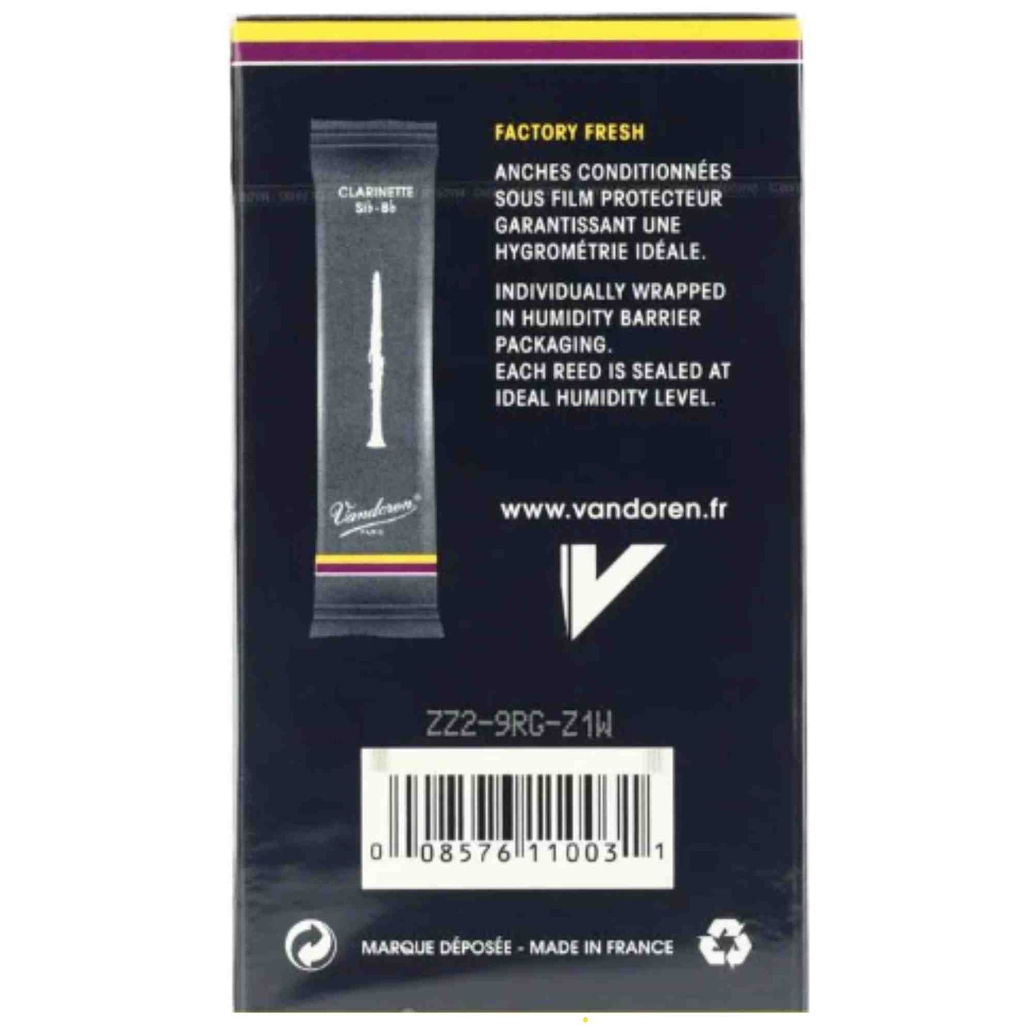 Vandoren Bb Clarinet Traditional Reeds - Strength 2.5 - 10-pack